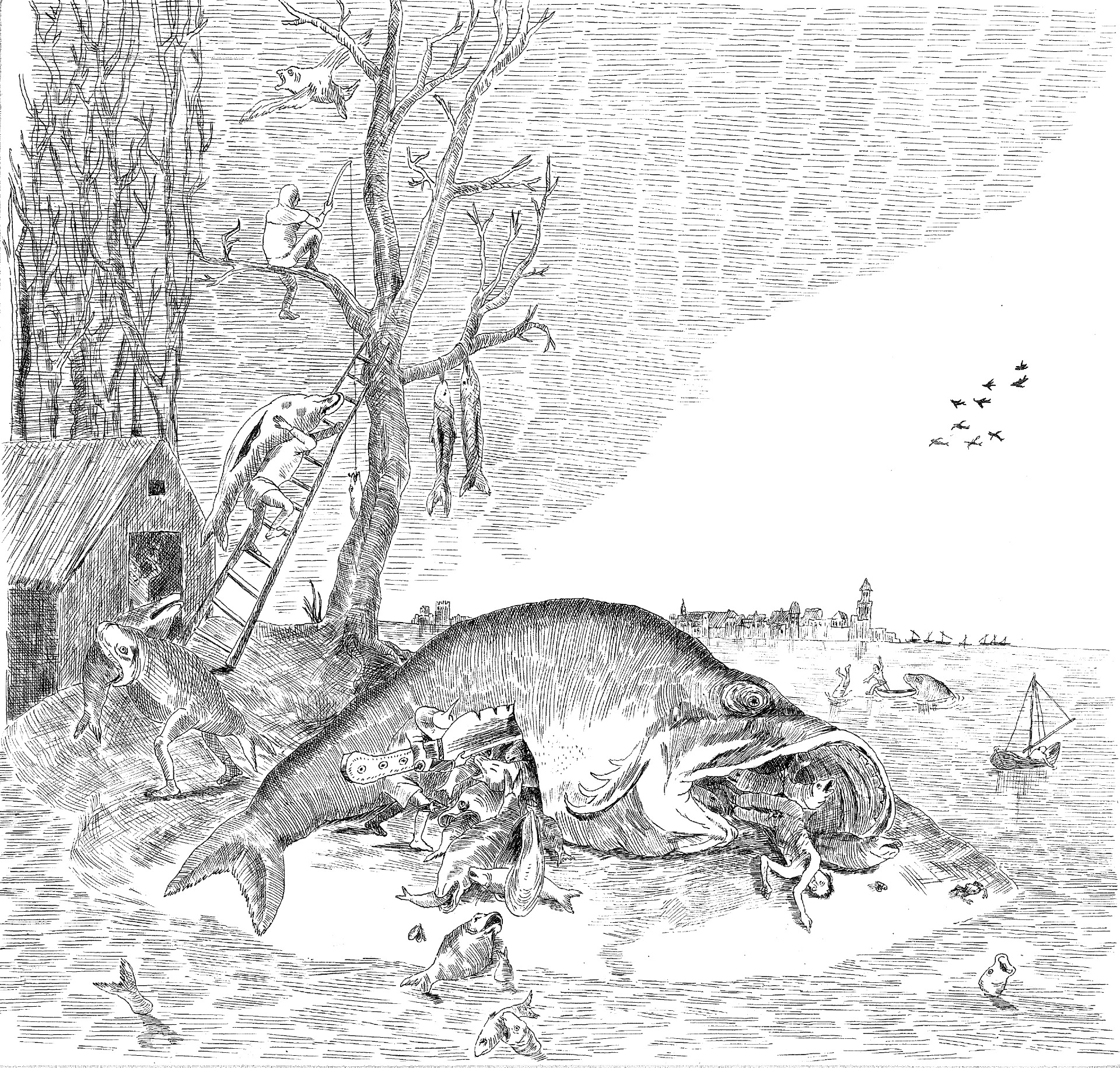 dessin à la plume à l'encre de Chine